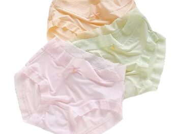 NYAMAH SALES Hipster Briefs Panty Cute for Girls & Women Seamless Mid Waist Lace Underwear Sexy Panties Under Bump Maternity Healthy, Ice Silk Cotton(Size - L & XL).