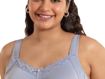 NYKD Super Support Everyday Cotton T-Shirt Push-Up Bra for Women Non Padded, Wirefree, Full Coverage (Everyday Pretty Lace Bra) Bra, NYB190, Light Blue, 40C, 1N