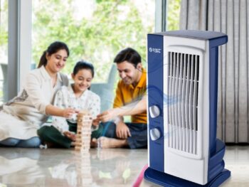 Orbit Tower Fan - Multipurpose Portable Oscillating Mini Table Fan - 3 speeds, Portable Desktop Fan, 1 year warranty (Blue)
