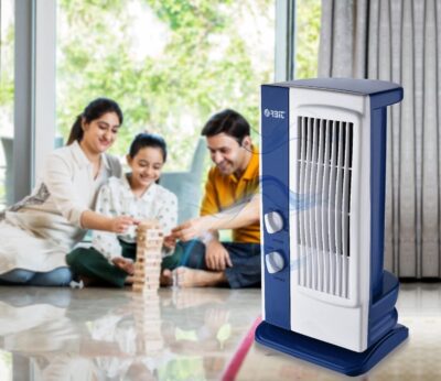 Orbit Tower Fan - Multipurpose Portable Oscillating Mini Table Fan - 3 speeds, Portable Desktop Fan, 1 year warranty (Blue)
