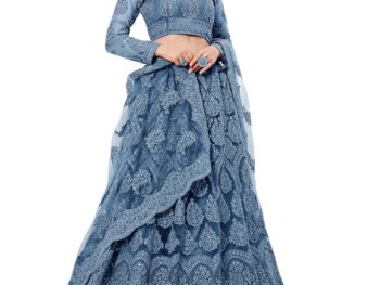 PATLANI Women Net Letest Design Chain Embroderied Work Woman S Flered Semi-Stitched Lehenga Choli.(Semi Stitched)