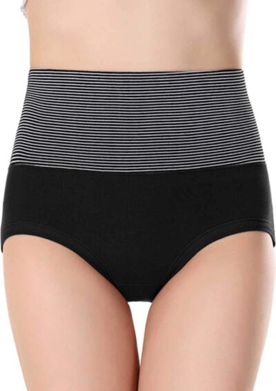 PLUMBURY® Women's Cotton High Waist Full Coverage Hipster Panty,Free Size (Pack of 3 Panty) Assorted