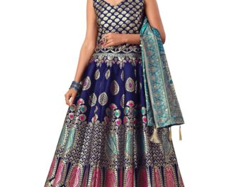 PURVAJA Women's Jacquard Semi-Stitched Lehenga choli(Chahat)