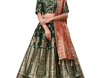 PURVAJA Women's Jacquard Semi-Stitched Lehenga choli(Kumbh)
