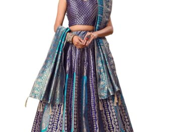 PURVAJA Women's Jacquard Semi-Stitched Lehenga choli(Lihaaz)