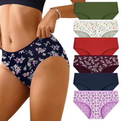 Pepperika Cotton Plus Size Underwear Full Coverage Regular Innerwear Panty Set for Women and Teenage Girls Hipster Brief for Daily Use Combo Pack (Assorted Prints and Colours) Multicolour