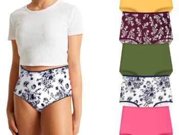 Pepperika Teenage Girl's Innerwear Stretchable Cotton High Waist Underwear Briefs Big Girl's Panties Combo (Assorted Prints and Colours) Multicolour
