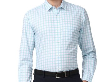 Peter England Men's Classic Sophisticated Self-Checkered Formal Slim Fit Full Sleeve Shirt | Wonder Fabric | Cotton-Rich