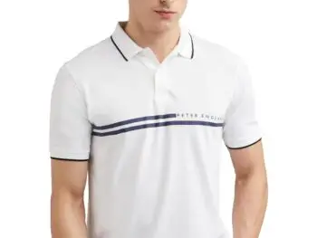 Peter England Men's Everyday Solid Regular Fit Polo | Cotton Rich | Premium Pique Weave