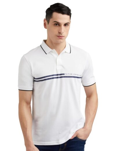 Peter England Men's Everyday Solid Regular Fit Polo | Cotton Rich | Premium Pique Weave