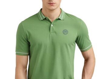Peter England Men's Regular Fit Branded Insignia Half Sleeve Polo T-Shirt | Cotton Rich | Premium Pique Weave