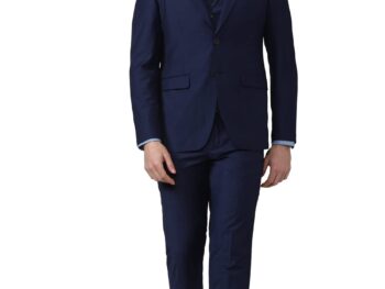 Peter England Polyester Blend Men Navy Solid Slim Fit Formal Three Piece Suit Business Pants Set