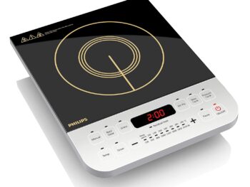 Philips Viva Collection HD4928/01 2100-Watt Induction Cooktop, Soft Touch Button with Crystal Glass (Black)