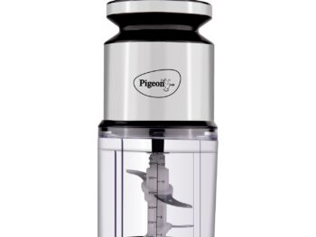 Pigeon Ultra Fast Electric 300 Watts Electric Chopper For Kitchen, Twin Blade Technology, 600 Ml 'Chop-N-Store' Plastic Bowl With Lid, Vegetable Chopper, Cutter, Chop, Mince, Dice, Whisk, Blend, Red