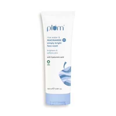 Plum Simply Bright 2% Niacinamide Face Wash with Rice Water | Brightens, Softens & Smoothens Skin | for Oily, Acne Prone, Dry, Normal, Sensitive Skin | Gentle & Non-Drying | for Men & Women | 100ml