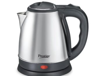 Prestige 1.5 litre PKOSS Stainless Steel Electric Kettle | 1350 Watts| Elegant Design | Cool-touch Handle and Lid | Automatic Cut-Off and Single-Touch Lid Locking. | Silver