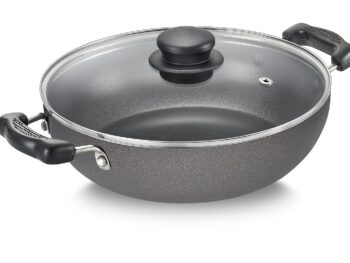 Prestige omega select plus ib Aluminium non - stick cookware dia 24cm kadai with Glass lid ( 2.4 ),Multicolor