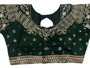 Pujia Mills Women's Readymade Blouse Embroidery Multi Heavy Coding Gold Thread Indian Ethnic Designer Stitched Bridal Saree Blouse for Wedding Women Blouse for Saree Lehenga Choli