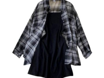 ROYALICA Women Black and White Colour Collared Checked Shirt with Heavy Black Inner