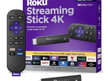 Roku Streaming Stick 4K | Portable Roku Streaming Device 4K/HDR/Dolby Vision, Roku Voice Remote, Free & Live TV