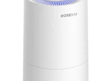 Rosekm Small Air Purifier for Home Bedroom, Personal Desk Mini Air Purifier, Room Hepa Air Purifier Fresheners Cleaner for Pets, Smoke, Desktop, Office (White)