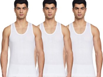Rupa Jon Round Neck Sleeveless Vest for Men | 100% Cotton Fabric | Regular Fit | Anti-Bacterial | Pack of 3