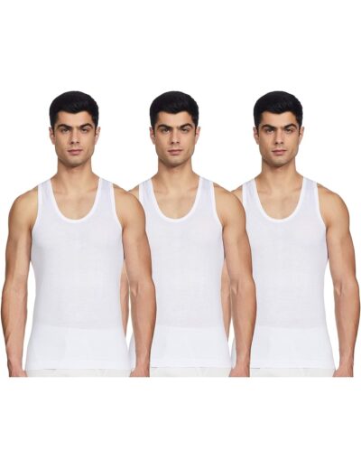 Rupa Jon Round Neck Sleeveless Vest for Men | 100% Cotton Fabric | Regular Fit | Anti-Bacterial | Pack of 3