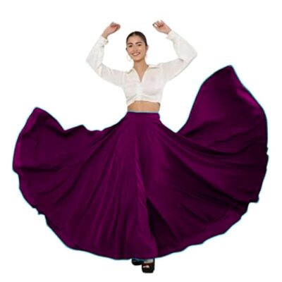 SALEPUSH Women's American Crepe Blooming Flared Long Stitched A-line Flare Readymade Skirt Lehenga Ghaghra Multicolour Chaniya Choli 12 Meter Flare 40inch Height.