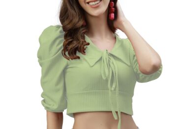 SIRIL Women's Lycra Solid Regular Fit Crop Top