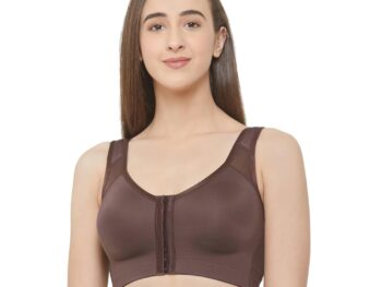 SOIE Women Front Closure Full Coverage Non Padded Non Wired Posture Correction Bra