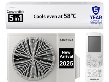 Samsung 1 Ton 3 Star Digital Inverter Split AC (Faster & Powerful Cooling even at 58 Degree C, 100% Copper, 5 year comprehensive warranty, 5 Step Convertible, AR50F12D0LHNNA, White)