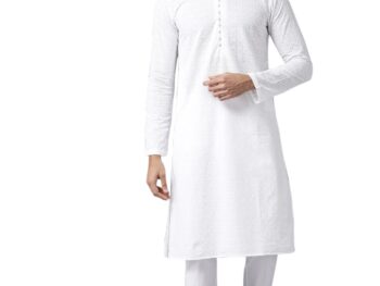See Designs Mens Kurta | Specially Crafted and Designed for the Eid Festival White Cotton Embroidered Kurta With Pajama Set Mandarin Collar Long Sleeves Chikankari Kurta