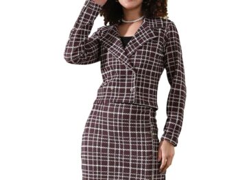 Selvia Women's Co-ords Set|Full Sleeve Lycra Collared Neck Co-ords Set|Blazer & Skirt Co-ords Set|2 Piece Co-ord Set|Blazer & Skirt Set|Formal Co-ords Set