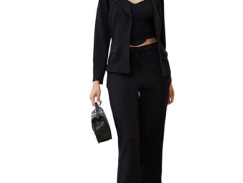 Selvia Women's Cuff Sleeve Lycra Collared Neck 3 Piece Blazer Co-Ords Dress