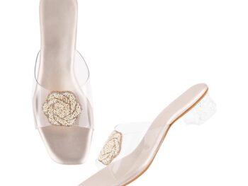 SilverArrow Women's Breezy Cove Heeled Block Heel |Fashion Jutti Sandal | Emboidery with Stone Design Perfect for Casual/Outdoor/Party