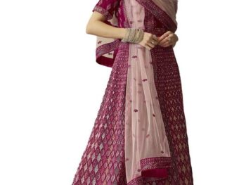 Soch Womens Georgette Embroidered Unstitched Lehenga Set with Stone Embellishments