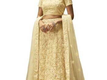 Soch Womens Net Floral Embroidered Sequin Embellished Unstitched Lehenga Set