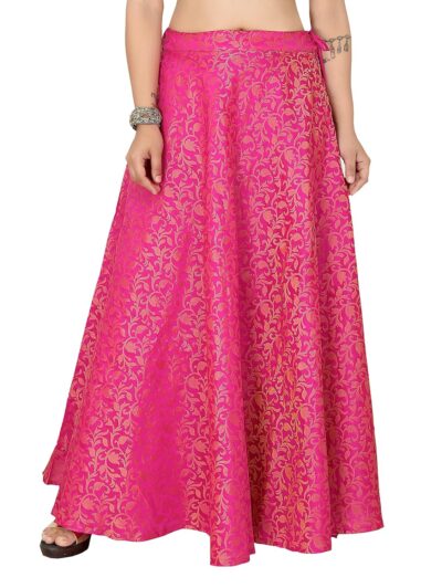 Studio Shringaar Women's Readymade Banarasi Brocade Maxi Skirt Lahenga Ghaghra.