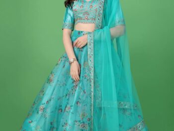 Suppar Sleave Women's Digital Printed organza Lehenga Choli
