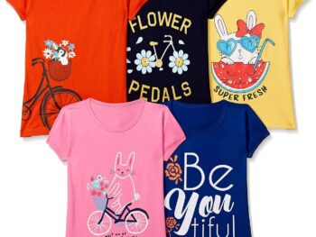 T2F Girl's Solid Regular Fit T-Shirt