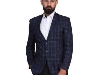TAHVO Men Tweed Check Blazer