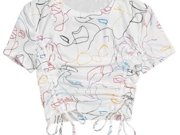 TOPLOT Printed Crop Top for Women with Short Sleeve
