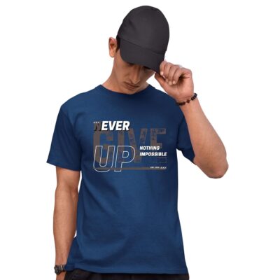 TeeSlix Unisex Cotton T-Shirt for Kids and Teenagers, Soft and Premium Fabric (Never Give Up) Round Neck T-Shirt for Boys and Girls with Unique Design and Comfort for Every Occasion