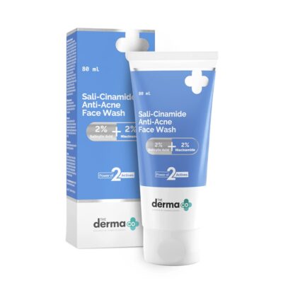 The Derma Co Sali-Cinamide Anti-Acne Face Wash | With 2% Salicylic Acid & 2% Niacinamide I Treats Active Acne & Fades Acne Marks I For Oily & Combination Skin I Power of 2 Actives | For Men & Women | 80 ml