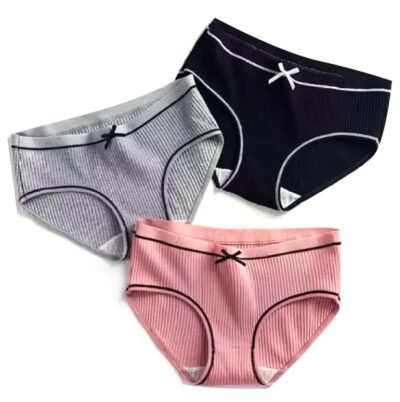 Tippsy Women's Cotton Bow Breathable Thread Cotton Hipster Panties - Stretchable Multicolor Bikini Briefs (Color May be Vary)