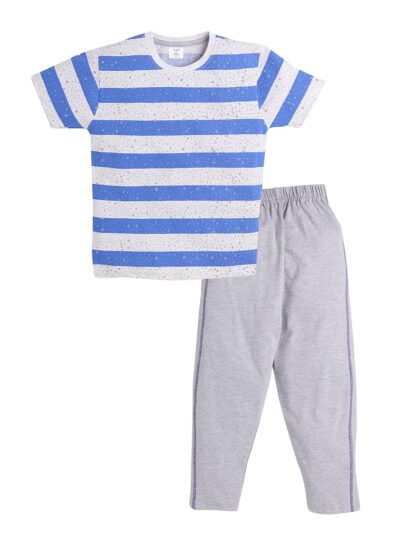 Todd N Teen Boys Cotton Printed Tshirt, Dailywear, Clothing Set With Track Pant Full Pant Pajama