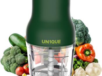 UN1QUE Automatic Electric Chopper for Kitchen | Two Speed Mode | Stainless Steel Blades | One Touch Cutter for Onion Vegetables Garlic Ginger Meat Fruits (600ML | Wired | 1 Year Warranty)