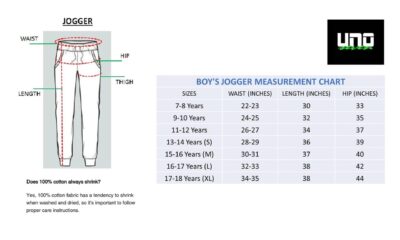 UNOseven Boys Cargo Jogger Pants - Pure Cotton - Slim Fit - Available in L and XL