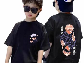 Uniplanet Store Jujutsu Cross Finger Cotton Blend Half Sleeve Regular Fit Printed Boys T-Shirt