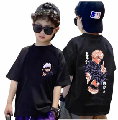 Uniplanet Store Jujutsu Cross Finger Cotton Blend Half Sleeve Regular Fit Printed Boys T-Shirt